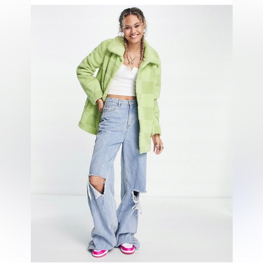 URBANCODE
URBAN CODE CHECKED BORG JACKET IN LIME GREEN - Picture 3 of 11